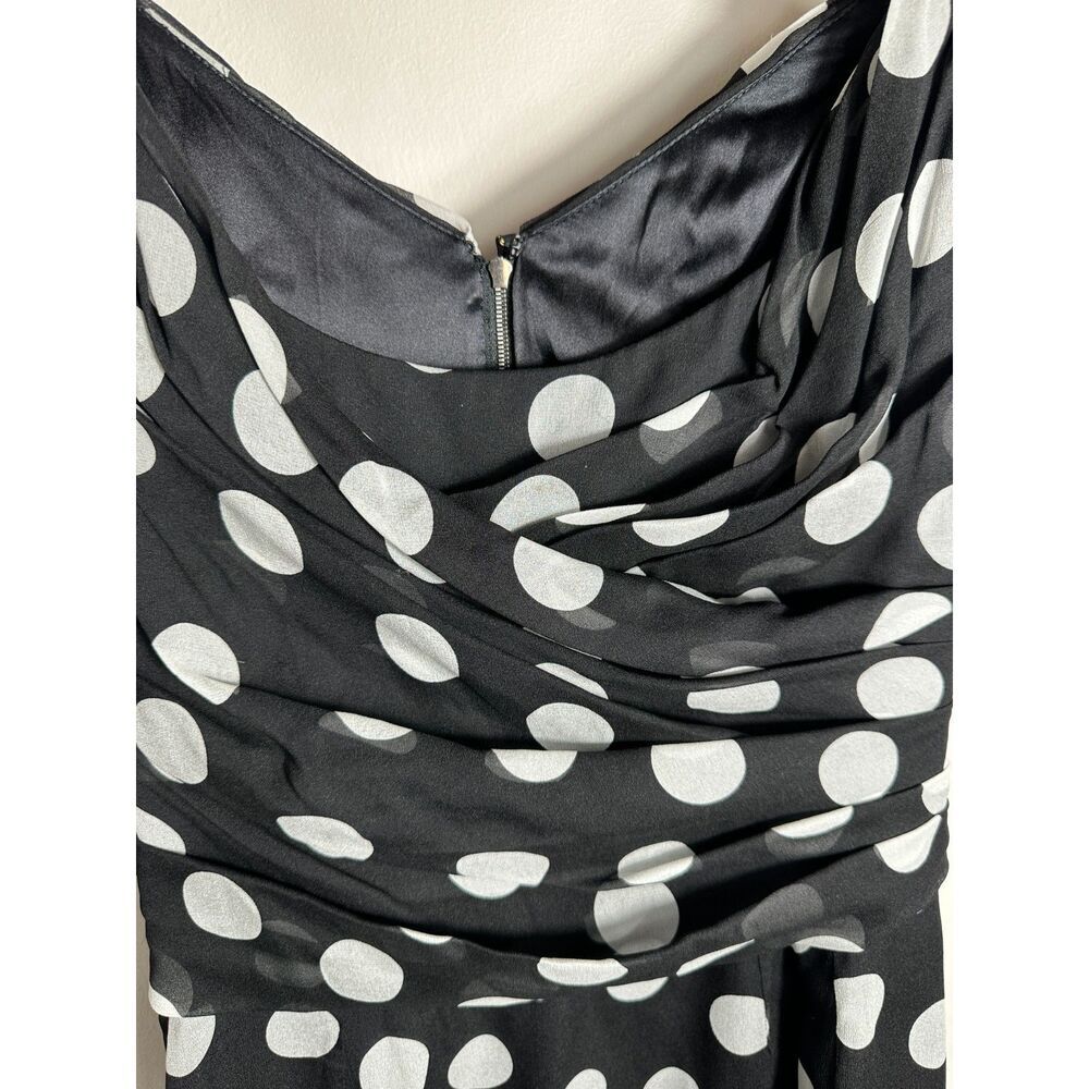 Dolce & Gabbana Black Polka Dot Silk Draped Sleeveless Short Dress US Size 6 - Picture 7 of 7